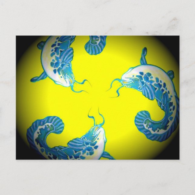 3 Lucky Blue Fish Postkarte (Vorderseite)