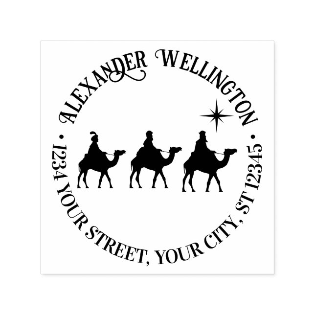 3 Magi Wisemen Kings, Star Round Name Anschrift Permastempel (Design)
