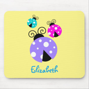 3 Marienkäfer in lila rosa und blauem Mousepad