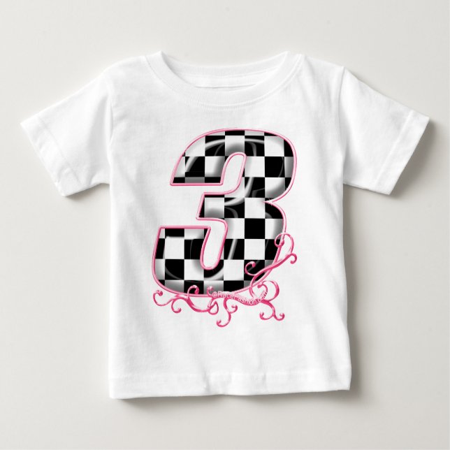 3 Markennummer pink Baby T-shirt (Vorderseite)