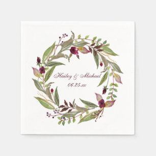 3 Marsala Burgundy White Roses   Serviette