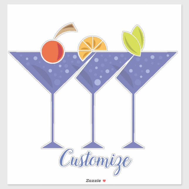 3 Martini Cocktails Thunder_Cove Aufkleber (Blatt)