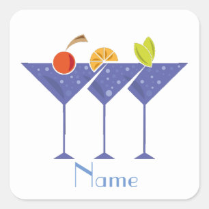 3 Martini Cocktails Thunder_Cove Quadratischer Aufkleber