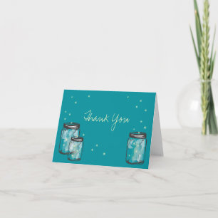3 Mason Jars gefüllt mit Fireflies Dankeskarte