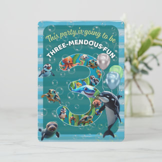 3-medous Day Rounded Corner Birthday Invitation Einladung