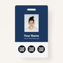 3 Mehrere Logos Mitarbeiter-Foto, Bar-Code, Name