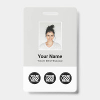 3 Mehrere Logos Mitarbeiter-Foto, Bar-Code, Name