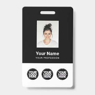 3 Mehrere Logos Mitarbeiter-Foto, Bar Code, Name B Ausweis