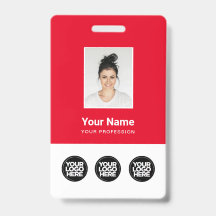 3 Mehrere Logos Mitarbeiter-Foto, Bar Code, Name B