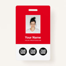 3 Mehrere Logos Mitarbeiter-Foto, Bar Code, Name B