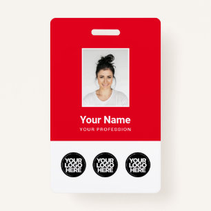 3 Mehrere Logos Mitarbeiter-Foto, Bar Code, Name B Ausweis