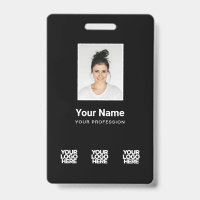 3 Mehrere Logos Mitarbeiter-Foto, Bar Code, Name B