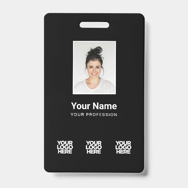 3 Mehrere Logos Mitarbeiter-Foto, Bar Code, Name B Ausweis (Vorderseite)