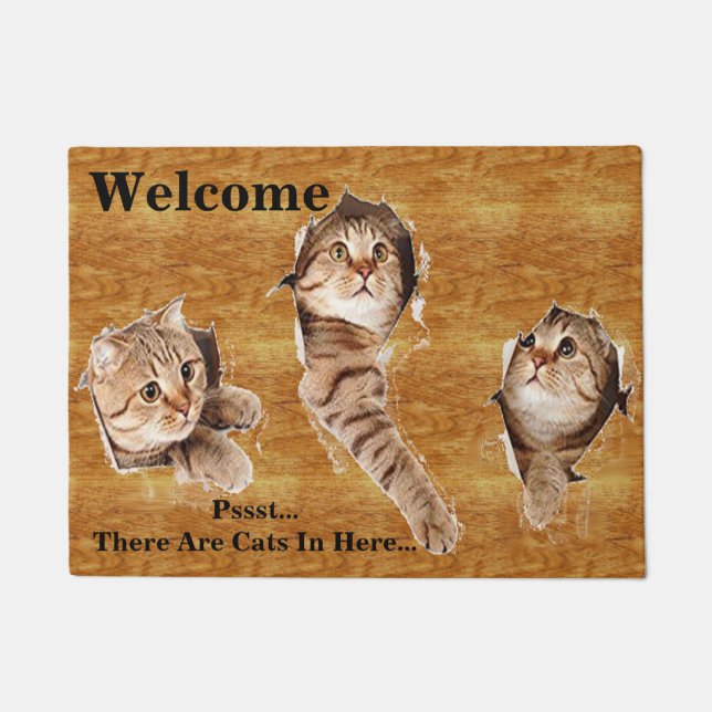 3 Miezekatze-Katzen-katzenartige Kätzchen, die Fußmatte (Vorderseite)