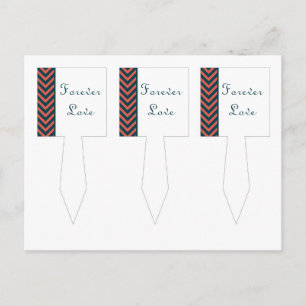 3 Moderne Zickzack Neon Coral/Navy Cup Cake Picks Postkarte