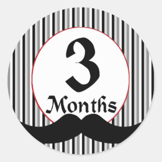 3 Monate Mustache Meilenstein Runder Aufkleber