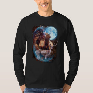 3 Mondhirsch-Tier-Rentier-Grafik T-Shirt