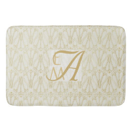 3 Monogram Art Deco Gold Cream New Deeds Deco Badematte