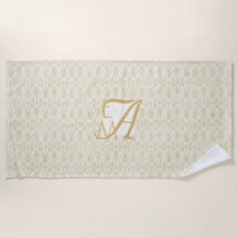 3 Monogramm Art Deco Gold Creme Dekoration für Neu