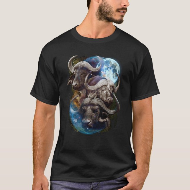 3 Moon Buffalo Bison Graphic Animal T-Shirt (Vorderseite)