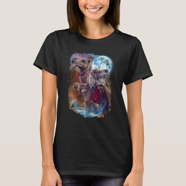 3 Moon Camel Llama Alpaca Animal T-Shirt (Vorderseite)