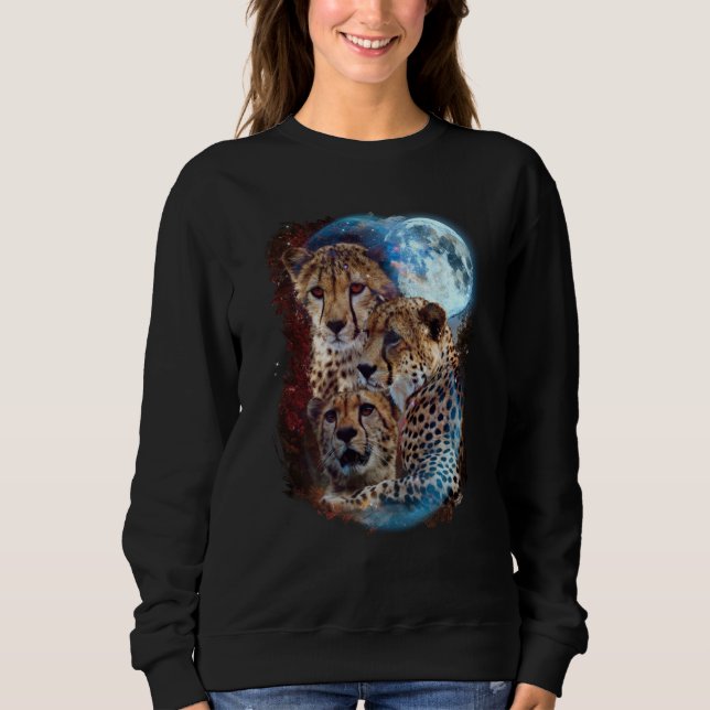 3 Moon Cheetah Felidae Wildcat Animal Sweatshirt (Vorderseite)