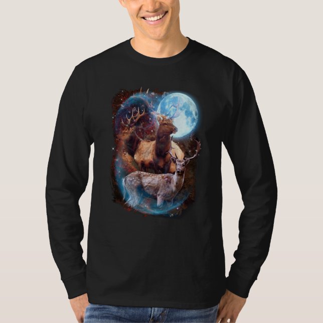 3 Moon Deer Animal Reindeer Graphic T-Shirt (Vorderseite)