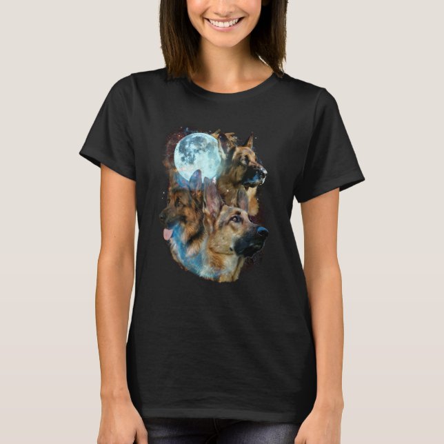 3 Moon German Shepherd Dog  Canine Puppy Graphic T-Shirt (Vorderseite)