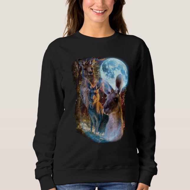 3 Moon Kangaroo Marsupial Wallabies Animal Humor Sweatshirt (Vorderseite)