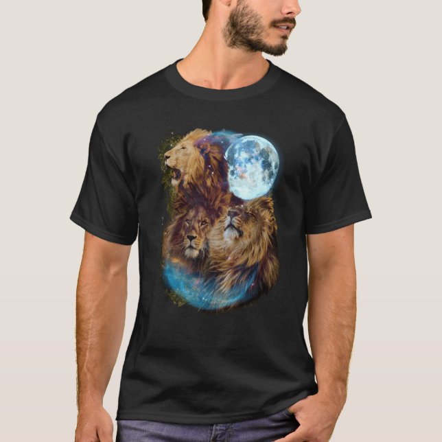 3 Moon Lion Felidae Wildcat Animal T-Shirt (Vorderseite)