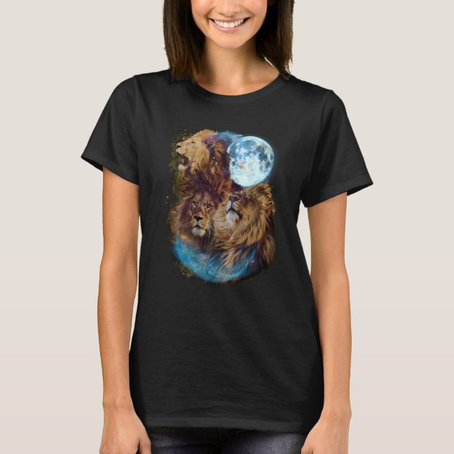 3 Moon Lion Felidae Wildcat Animal T-Shirt (Vorderseite)