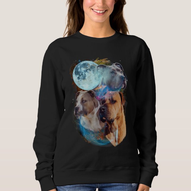 3 Moon Pitbull Dog  Canine Puppy Graphic Pet Humor Sweatshirt (Vorderseite)