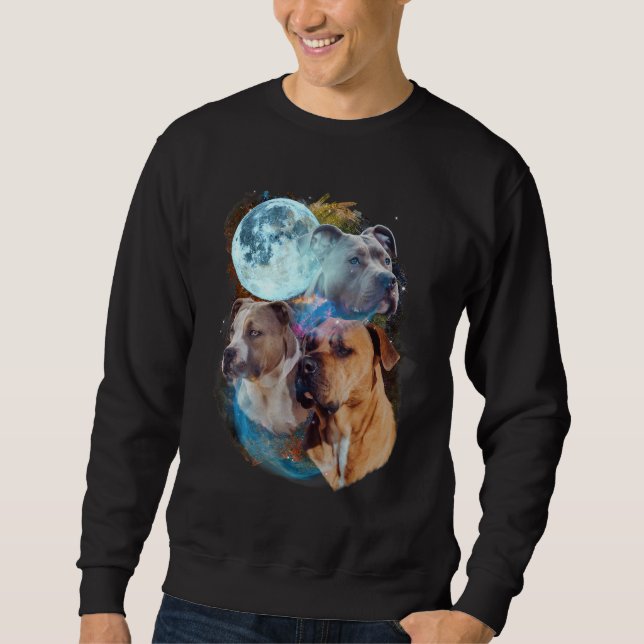 3 Moon Pitbull Dog  Canine Puppy Graphic Pet Humor Sweatshirt (Vorderseite)