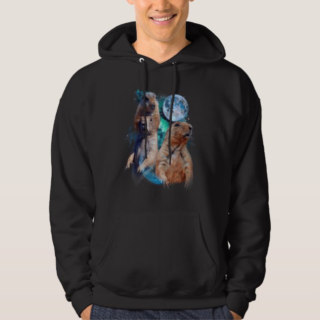 3 Moon Prairie Dog Art Rodent Squirrel Puppy Lover Hoodie (Vorderseite)