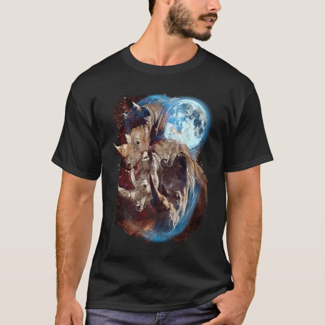 3 Moon Rhinoceros  Rhino Graphic Animal T-Shirt (Vorderseite)