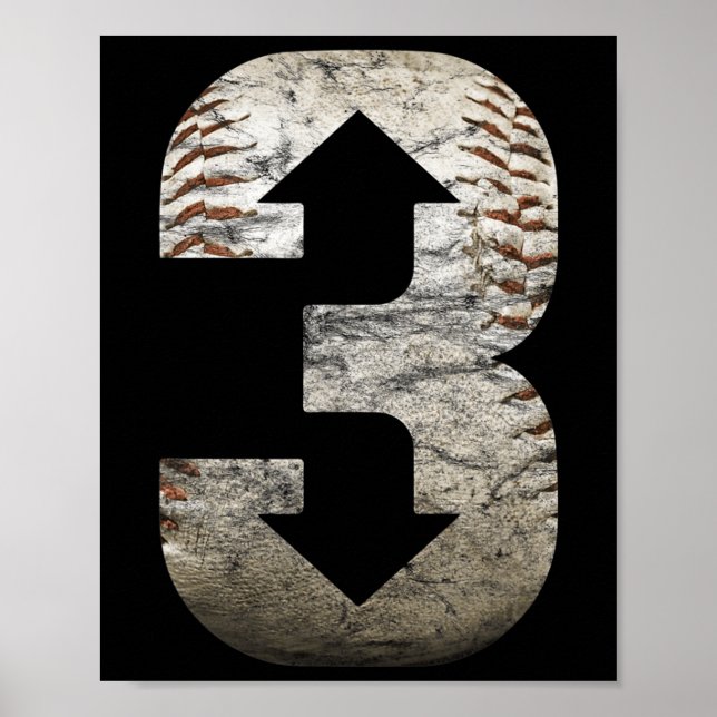 3 Nach drei oben drei nach unten Baseball Poster (Vorne)