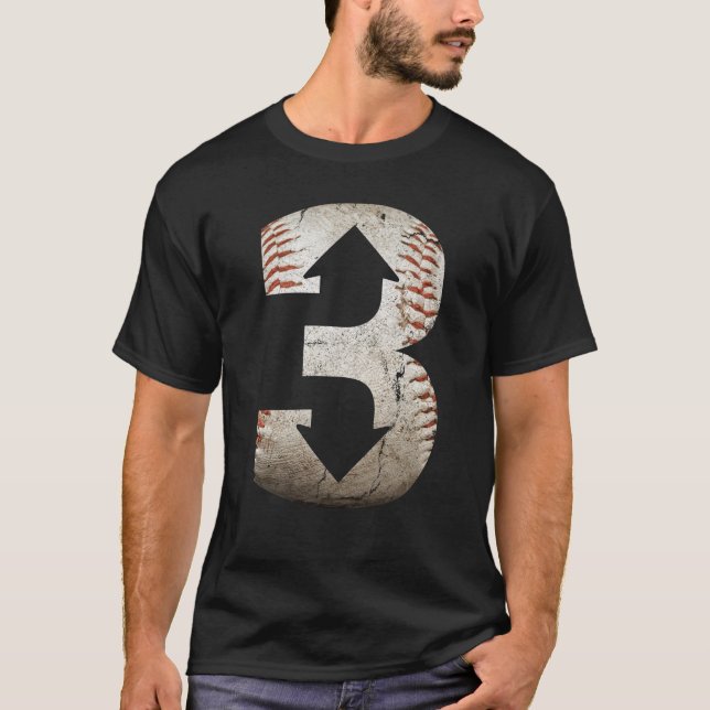 3 Nach oben | Drei-oben-Drei-Down-Baseball T-Shirt (Vorderseite)