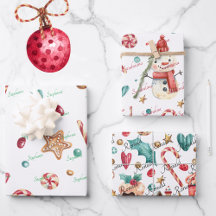 3 Namen Niedlicher Weihnachtsschneemann & Süßigkei