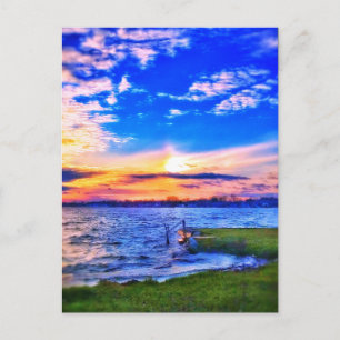 3 NEUE SEE SUNSET POSTCARD POSTKARTE