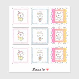 3 niedliche Katzen - handfarbene, pastellfarbene A Aufkleber