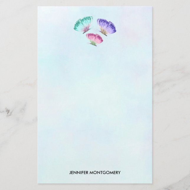 3 Niedliche Pastelfarben Wasserfarbenfrohe Schmett Briefpapier (Vorderseite)