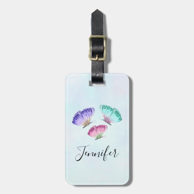 3 Niedliche Pastelfarben Wasserfarbenfrohe Schmett Gepäckanhänger (Vorderseite vertikal)