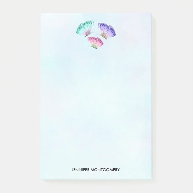 3 Niedliche Pastelfarben Wasserfarbenfrohe Schmett Post-it Klebezettel (Vorderseite)