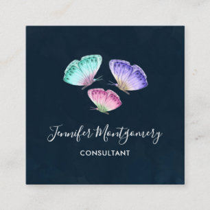 3 Niedliche Pastelfarben Wasserfarbenfrohe Schmett Quadratische Visitenkarte