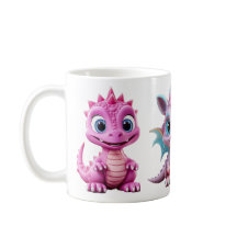 3 Niedliche Pink Dragon Tasse für Kinder