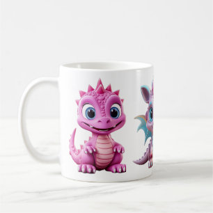 3 Niedliche Pink Dragon Tasse für Kinder