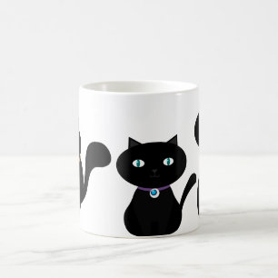 3 NIEDLICHE SCHWARZE KATZEN in allen Größen Tasse