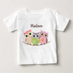 3 niedliche und bunte Eulen-Baby-T-Shirts Baby T-shirt