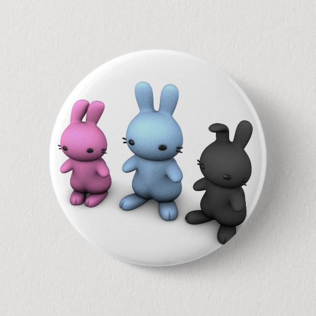 3 niedliche wabbits button (Vorderseite)