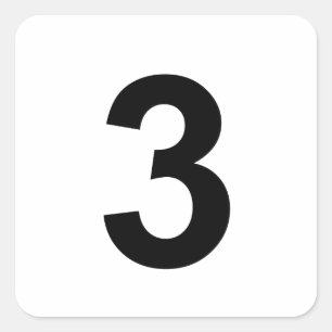 3 - Nummer drei Quadratischer Aufkleber